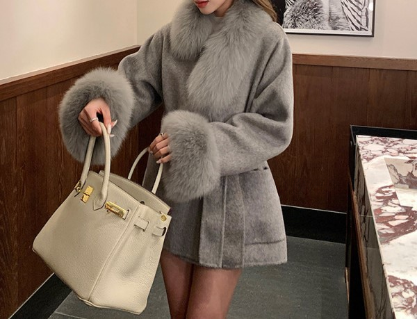 Audrey Hepburn Jacket - faux fur details