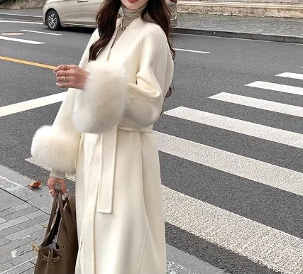 Monica Bellucci Coat - faux fur sleeves