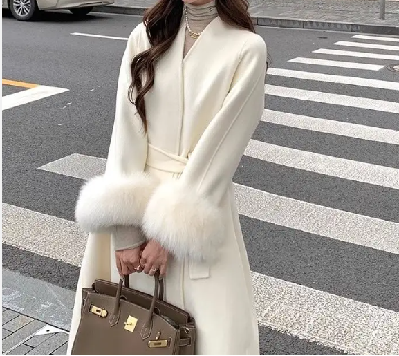 Monica Bellucci Coat - faux fur sleeves